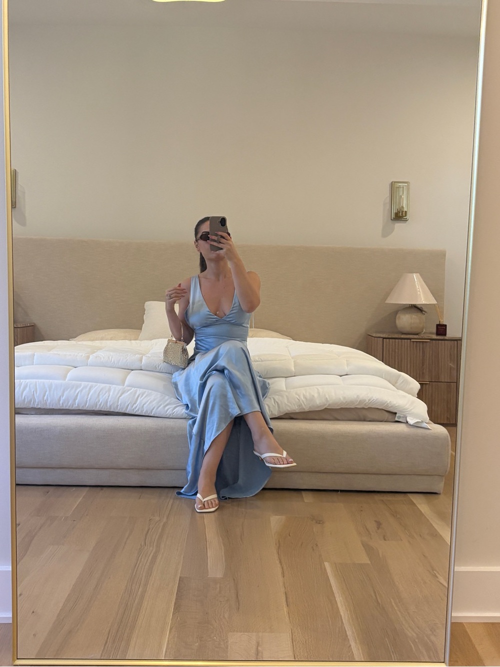 Princess Polly Sky Blue Satin Slip Midi Dress